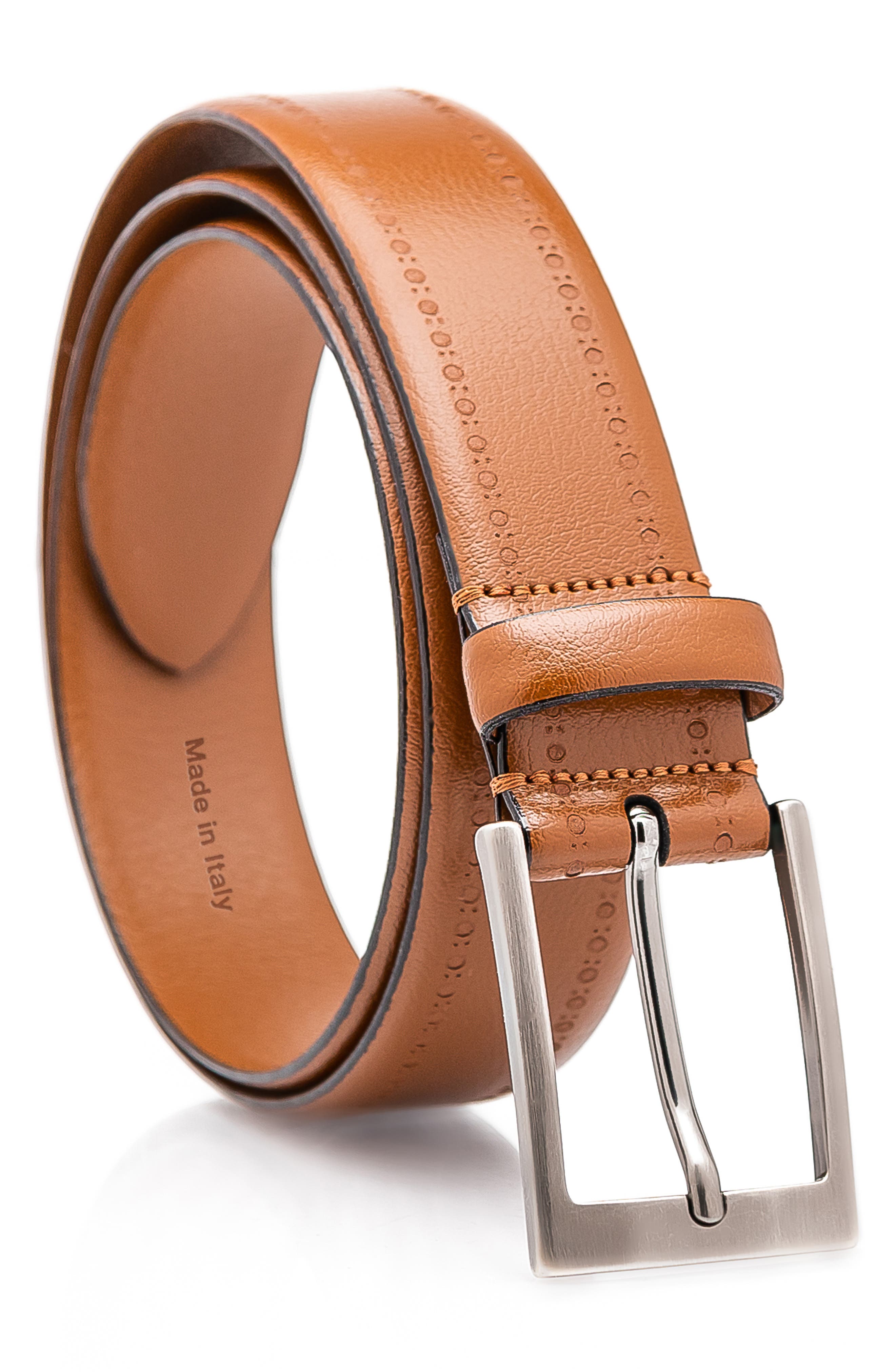 MADE IN ITALY Brogue Leather Belt