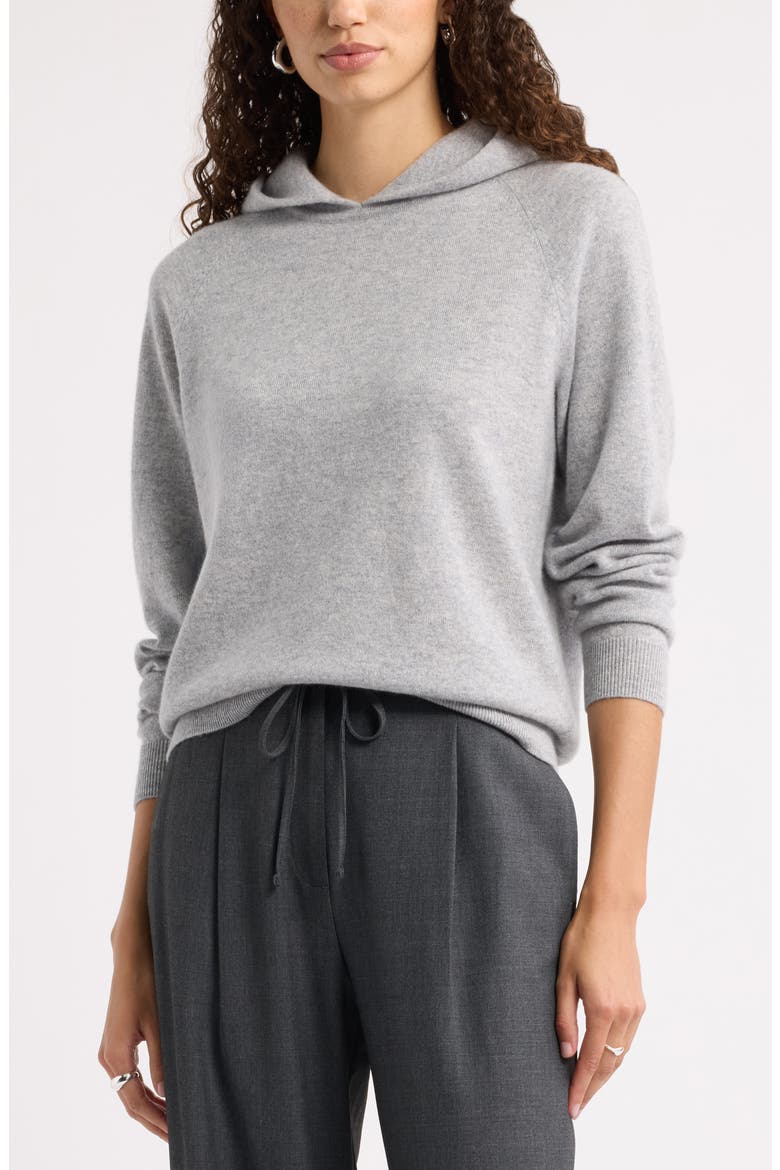 Cashmere Sweater Hoodie, Main, color, GREY SILK HEATHER