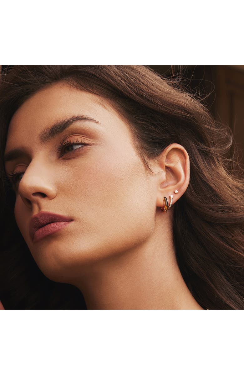 ANIA HAIE Cubic Zirconia Pavé Huggie Hoop Earrings, Alternate, color, Shiny Gold