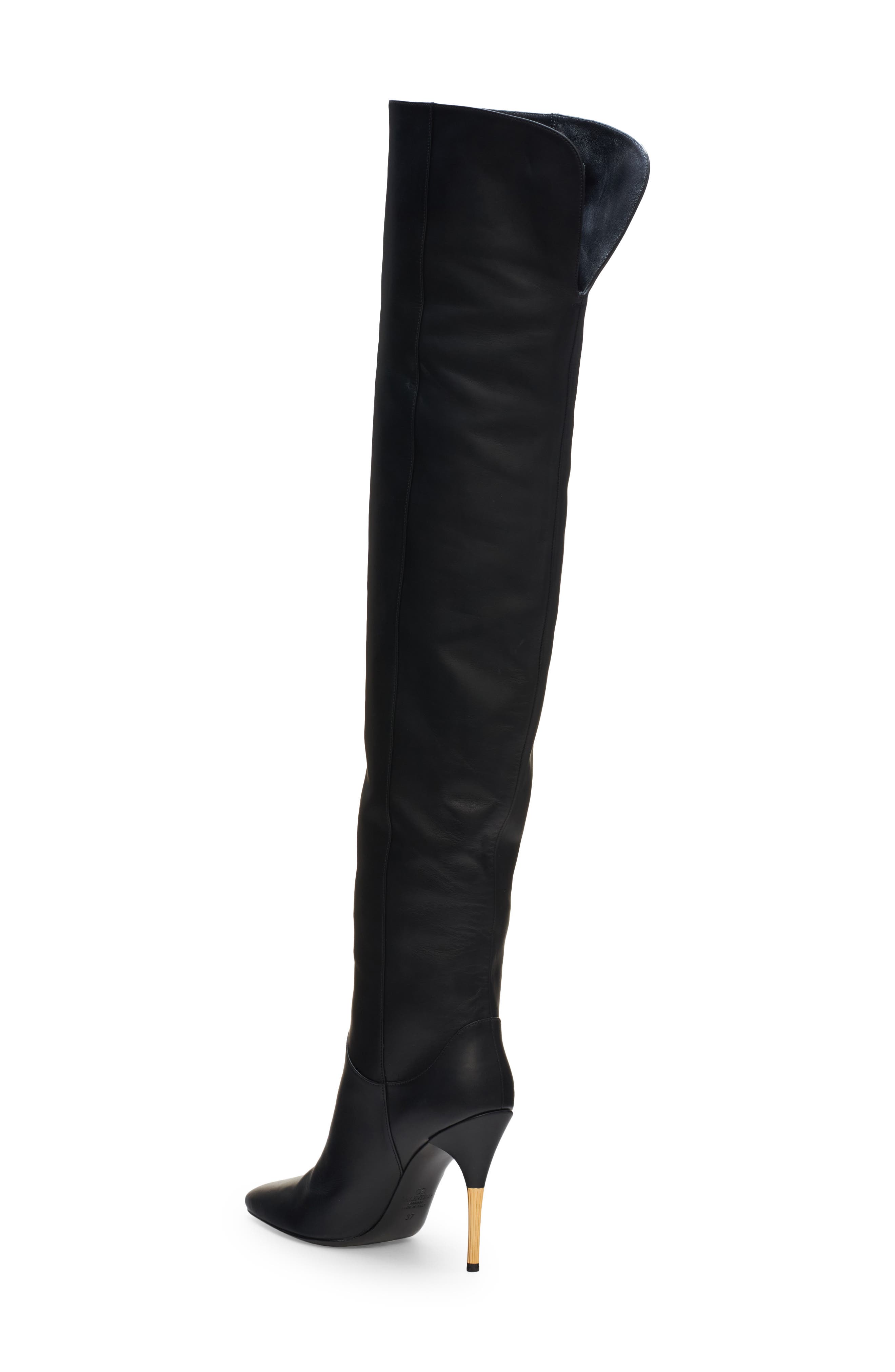 Deboot Gold Heel Over the Knee Boot, Alternate, color, BLACK