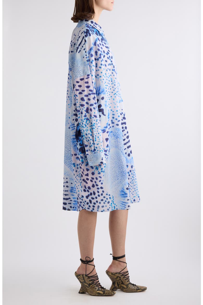 Dasia Orchid Spot Long Sleeve Cotton Shirtdress, Alternate, color, BLUE