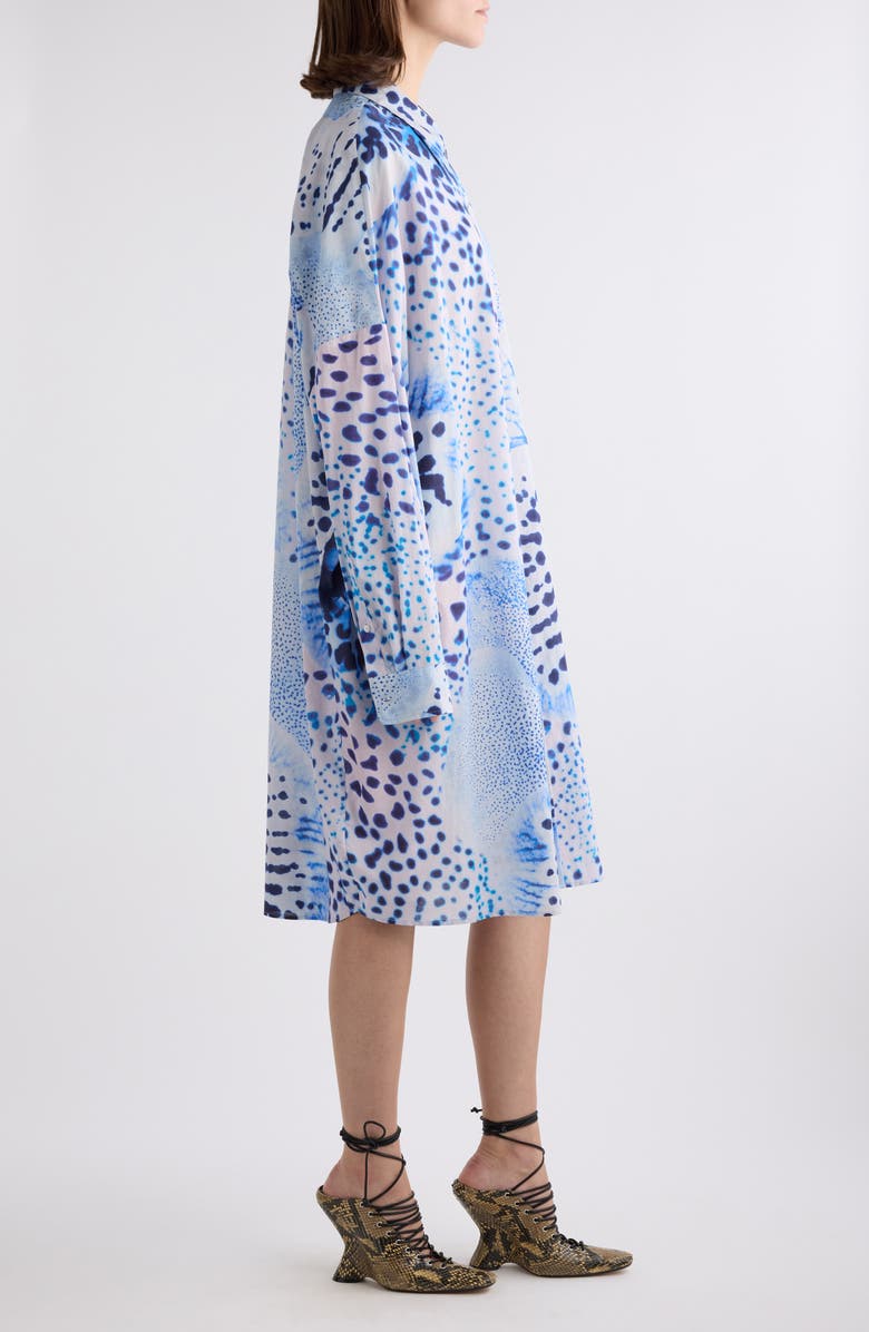 Dries Van Noten Dasia Orchid Spot Long Sleeve Cotton Shirtdress, Alternate, color, Blue