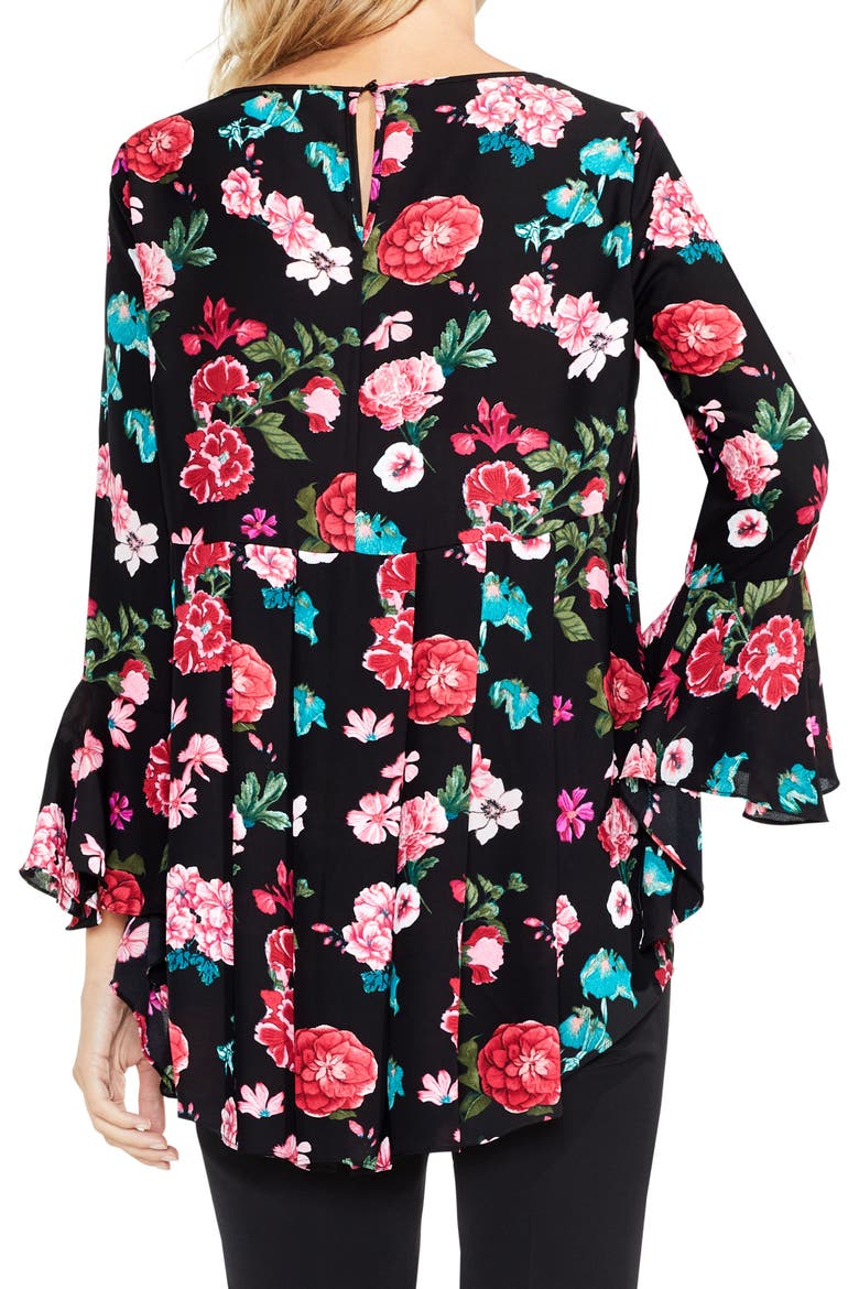 Floral Heirloom Bell Sleeve Top, Alternate, color, RICH BLACK