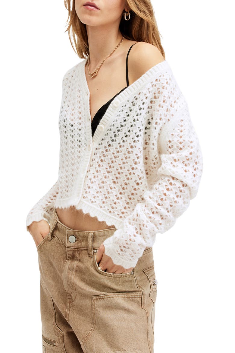 Vivian Open Stitch Cardigan, Main, color, CHALK WHITE