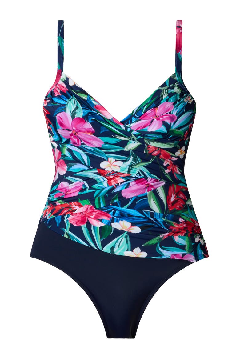 Criss Cross Mio One-Piece Swimsuit, Alternate, color, Tropical Splash