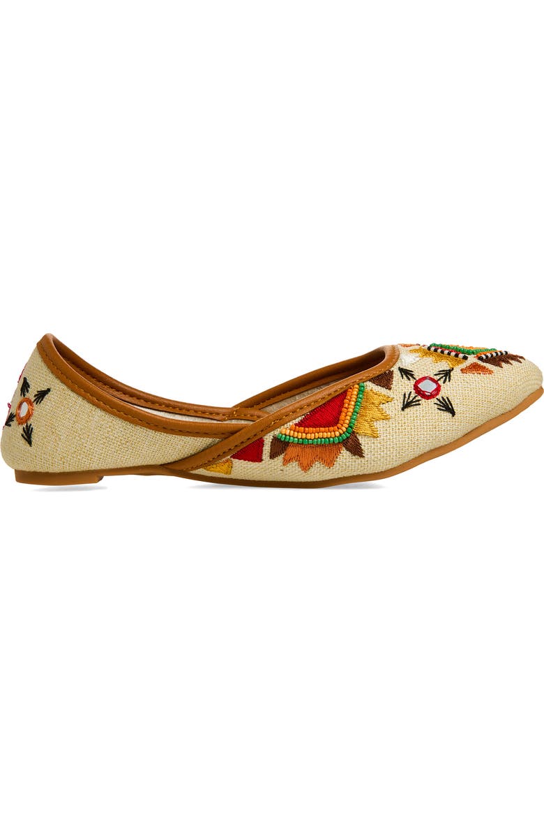 FUCHSIA Embroidered Jutti Flat, Alternate, color, Beige