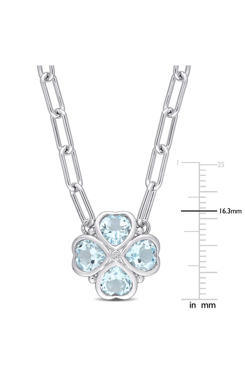DELMAR Sky Blue Topaz & Diamond Clover Pendant Necklace, Alternate, color, 