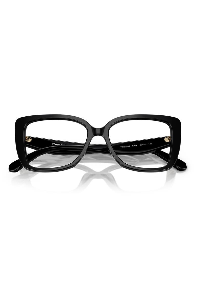 Tory Burch 53mm Square Optical Glasses, Alternate, color, Black