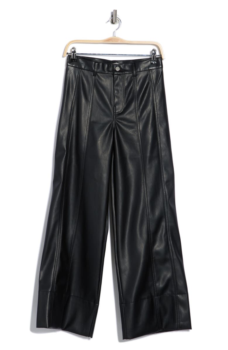 Habitual Paneled Faux Leather Crop Wide Leg Pants, Alternate, color, Black