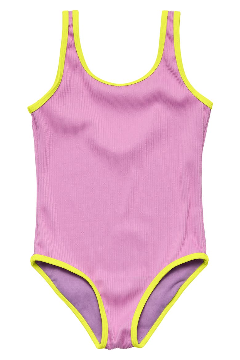 Kids' Vacay Pop UPF 50+ One-Piece Swimsuit, Main, color, LILAC