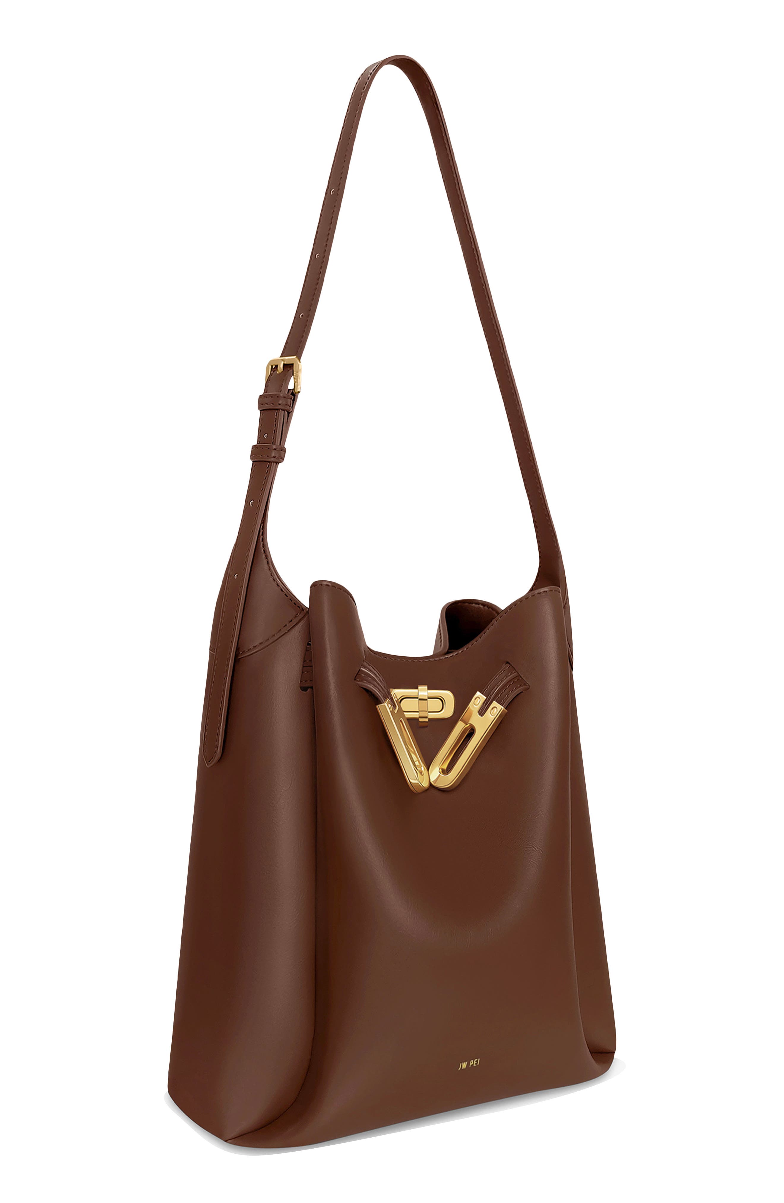 Charlene Double Buckle Shoulder Bag, Alternate, color, BROWN