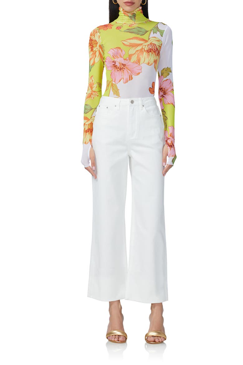 Zadie Print Turtleneck Mesh Top, Alternate, color, COLOR BLOCK FLORAL