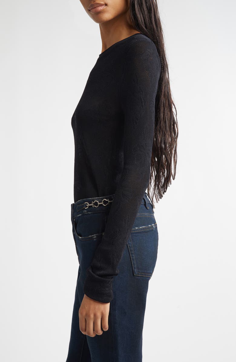 Golden Goose Floral Jacquard Crewneck Sweater, Alternate, color, Black