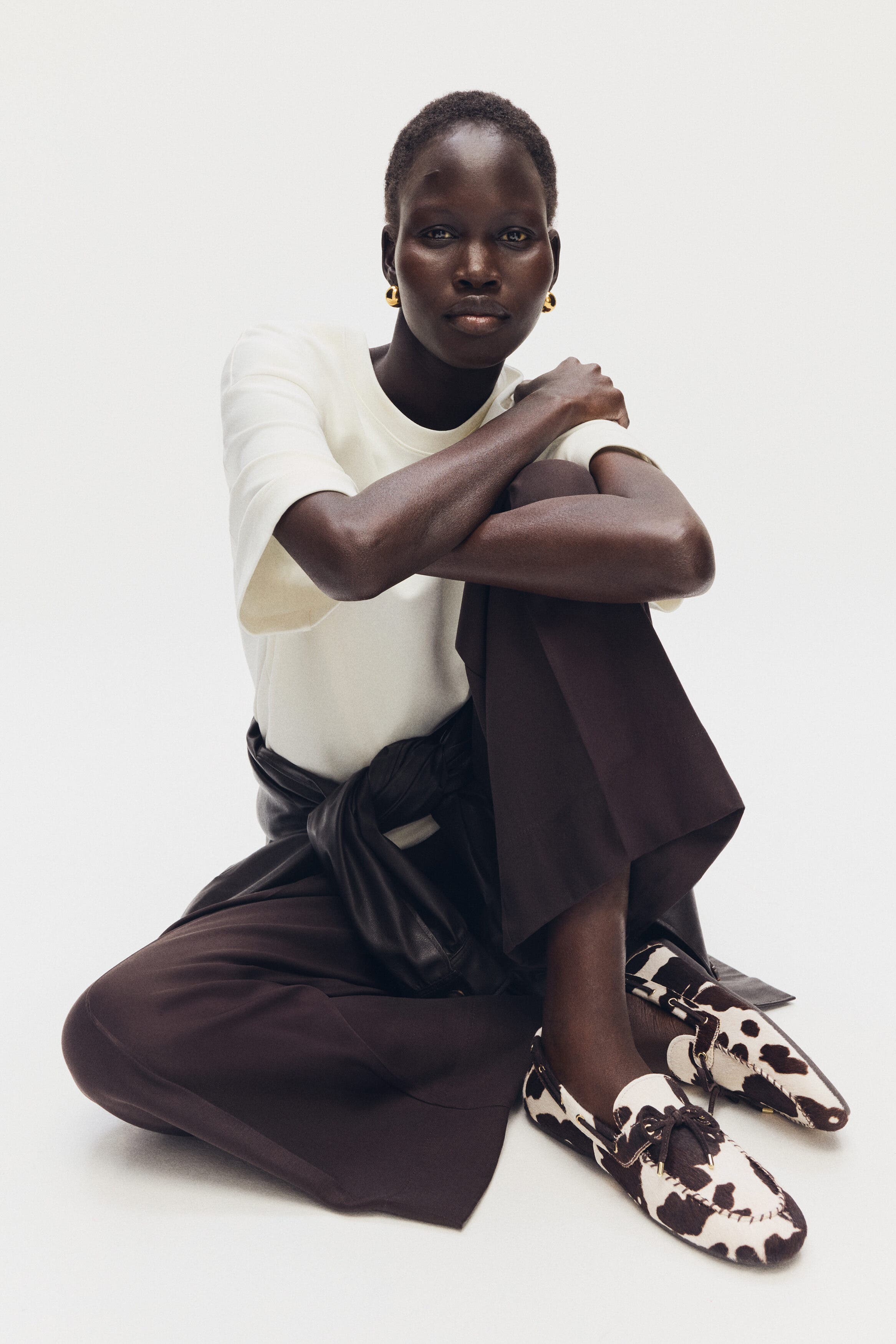 H&M Deck Shoes, Alternate, color, White/Cowhide Print