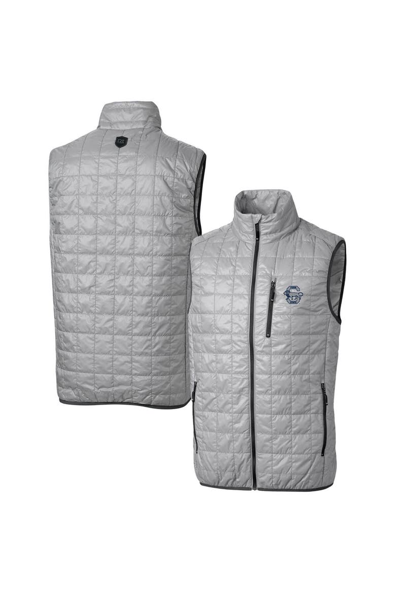 Men's Cutter & Buck Gray Penn State Nittany Lions Team Logo Big & Tall Rainier PrimaLoft Eco Insulated Full-Zip Puffer Vest, Main, color, Gray