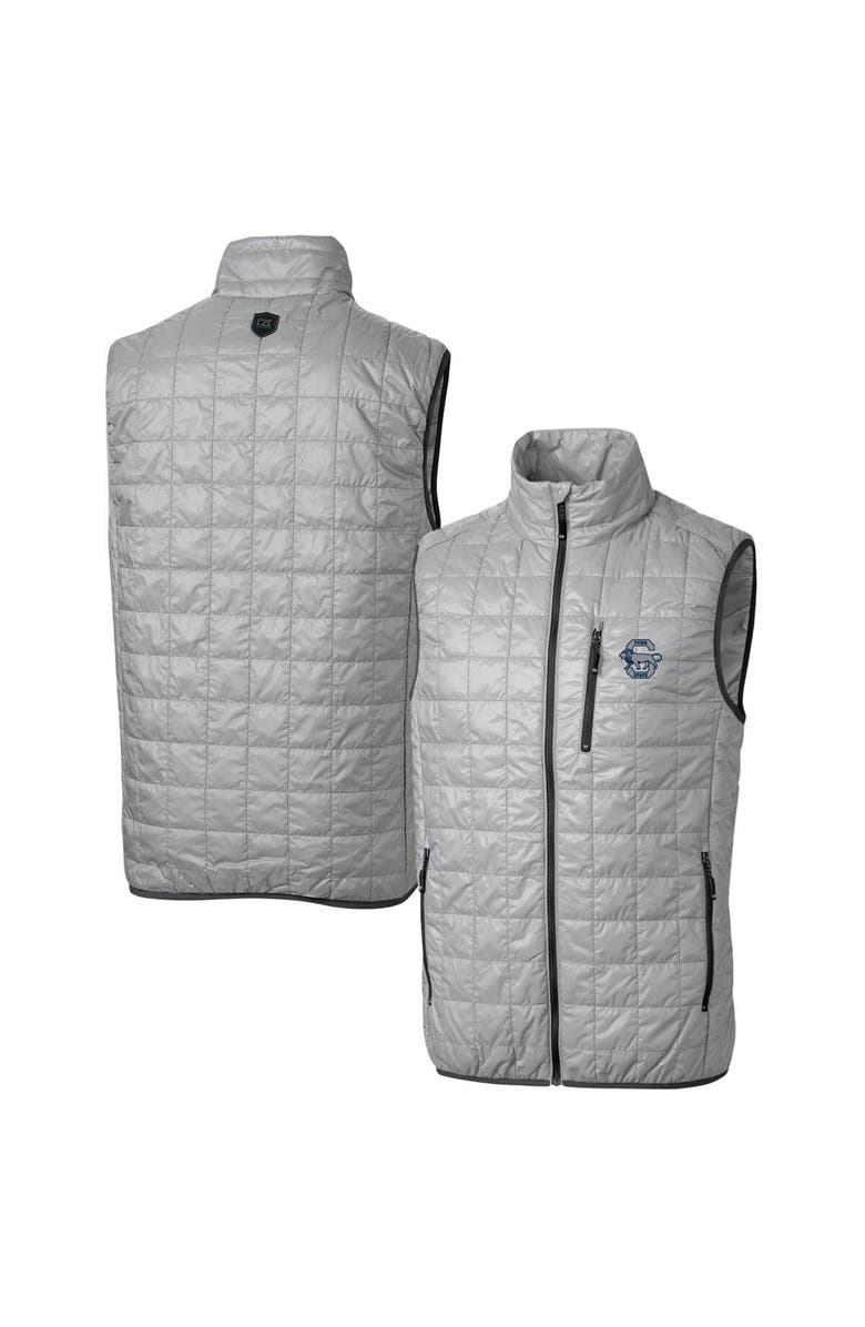 Cutter & Buck Men's Cutter & Buck Gray Penn State Nittany Lions Team Logo Big & Tall Rainier PrimaLoft Eco Insulated Full-Zip Puffer Vest, Main, color, 