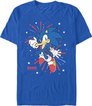 Sonic the Hedgehog Men's 4th of July Fireworks Short Sleeve Graphic T-Shirt