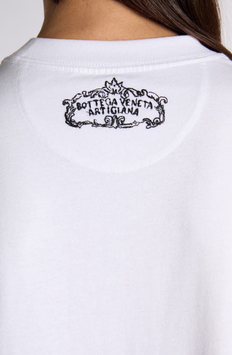Bottega Veneta Artigiana Embroidered Yoke Oversize Cotton Jersey T-Shirt, Alternate, color, White