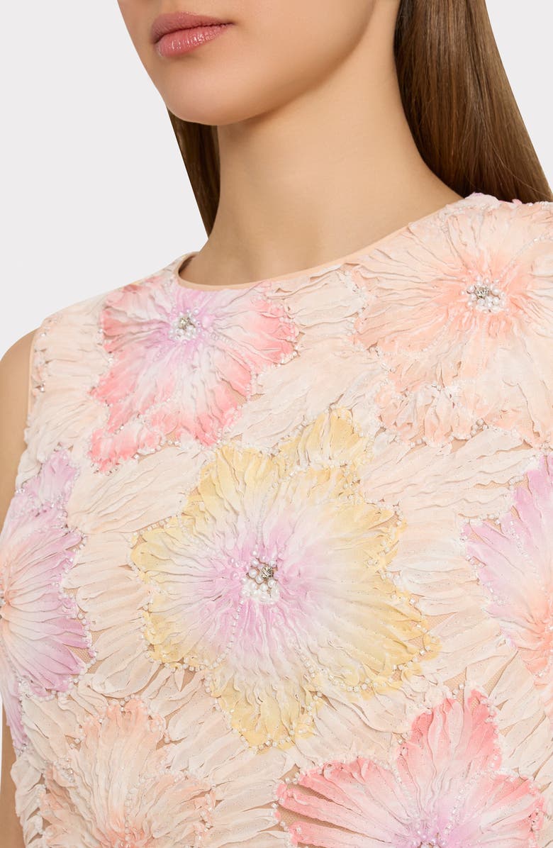 Milly Ivette Beaded Floral Appliqué Shift Minidress, Alternate, color, Rainbow Multi