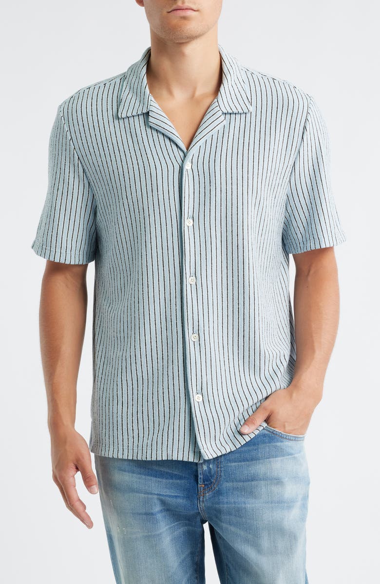 Madewell The Textured Knit Camp Shirt, Main, color, Feather Blue