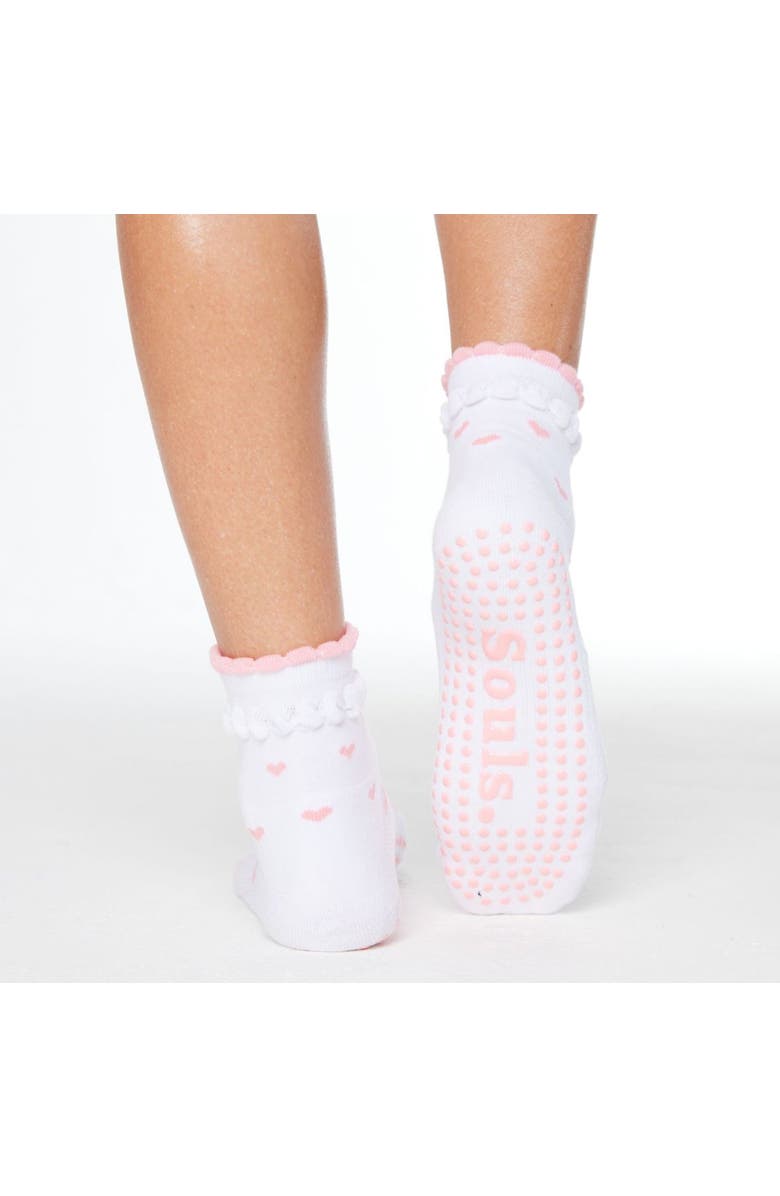 Souls. Ruffle Hearts Ankle Grip Socks, Alternate, color, White