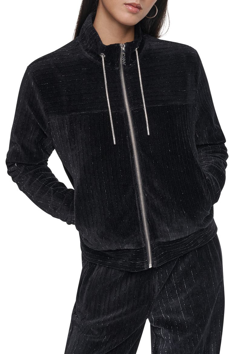 Metallic Track Jacket, Alternate, color, BLACK