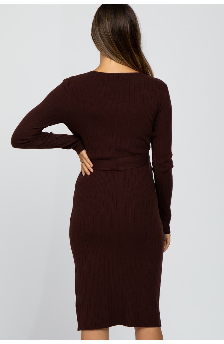 PinkBlush Tie Front Sweater Midi Dress, Alternate, color, Brown