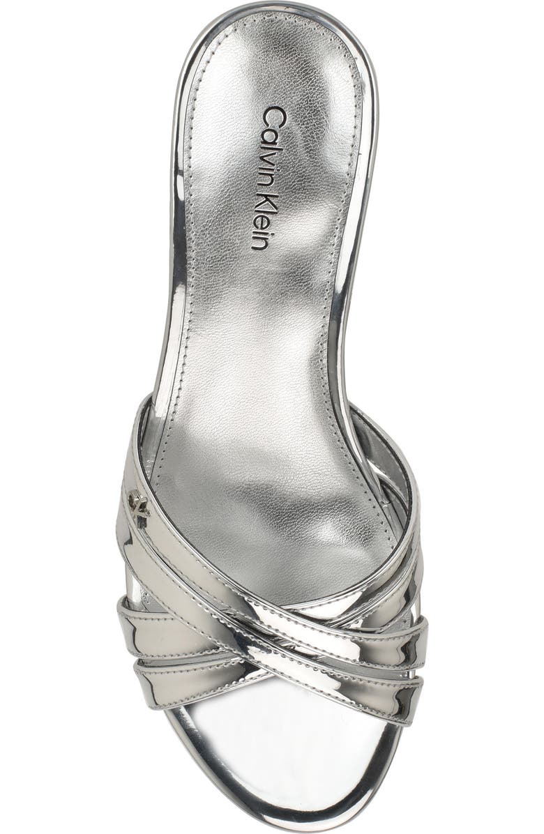 Calvin Klein Gabbie Kitten Heel Slide Sandal, Alternate, color, Silver