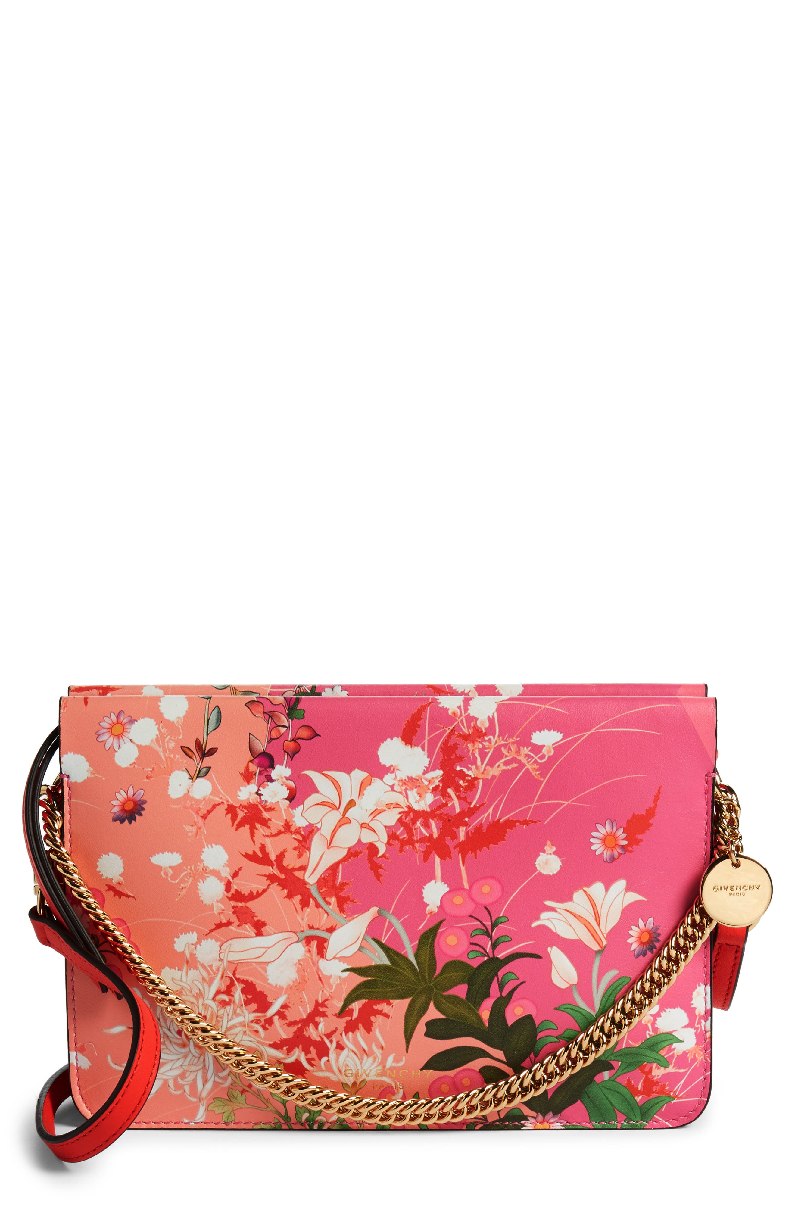 Givenchy Aroma Leather Floral Crossbody Bag, Main, color, 