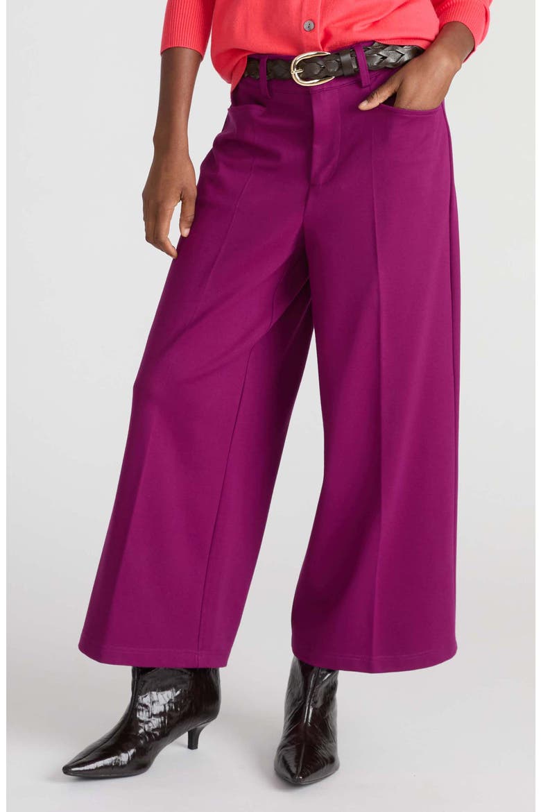 Wide Leg Ponte Crop Pants, Main, color, PLUM CASPIA