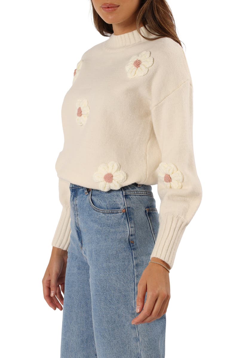 Petal & Pup Alto 3D Flower Mock Neck Sweater, Alternate, color,