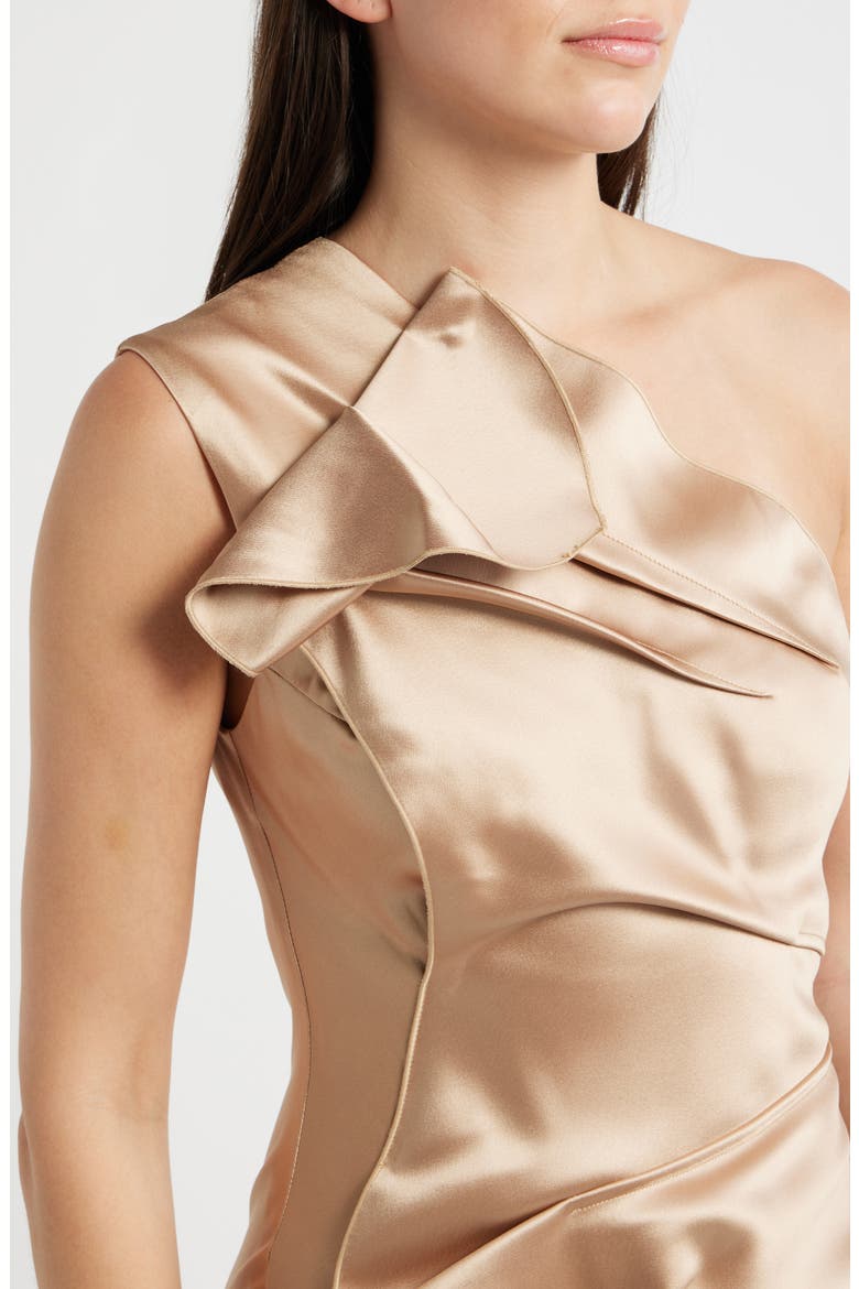 Werona One-Shoulder Satin Gown, Alternate, color, CHAMPAGNE