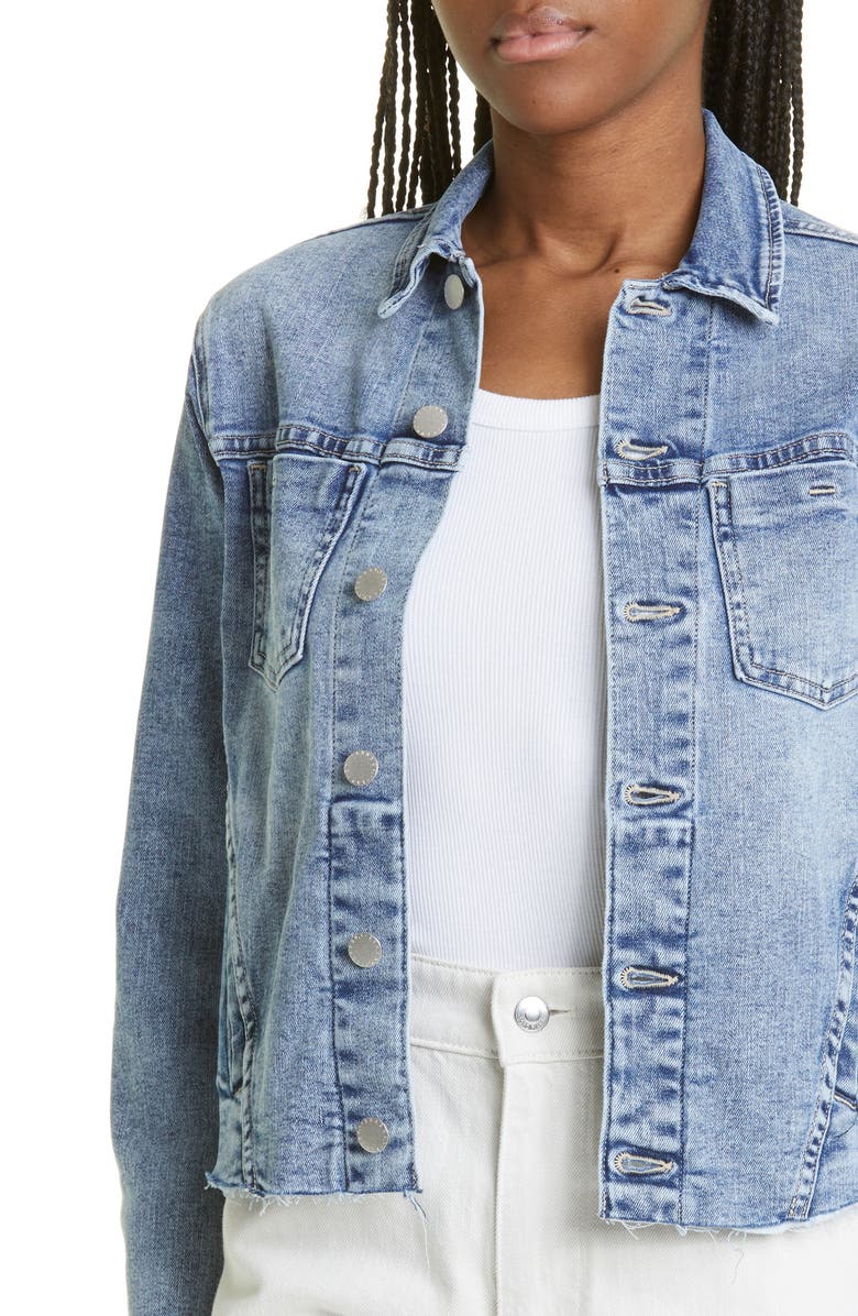 L'AGENCE Janelle Slim Raw Edge Denim Jacket, Alternate, color, 
