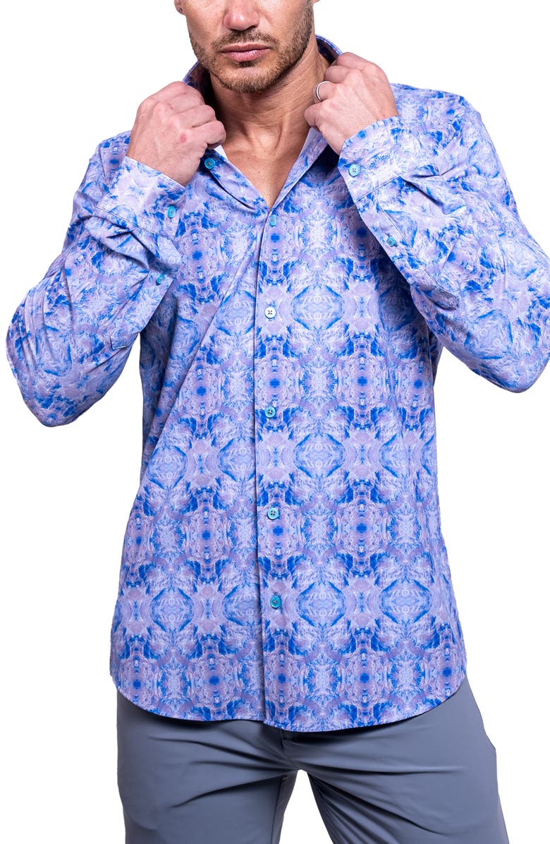 Maceoo Fibonacci Resistance Contemporary Fit Button-Up Shirt, Alternate, color, Blue