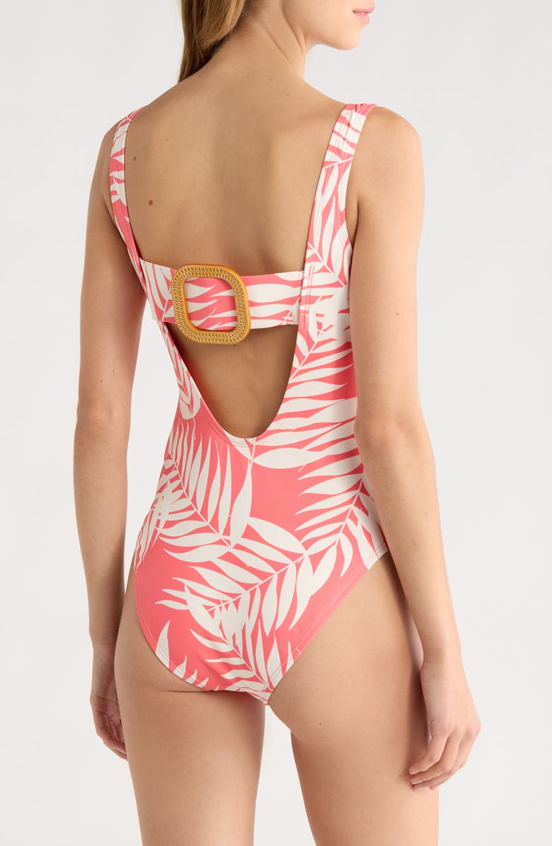 Hutch Buckle Back One-Piece Swimsuit, Alternate, color, Coral Paradise Foliage