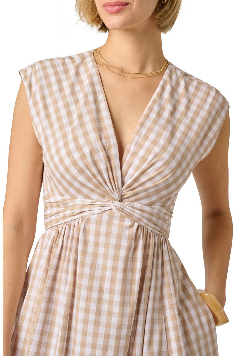 Twist Front Midi Dress, Alternate, color, BEIGE/ IVORY
