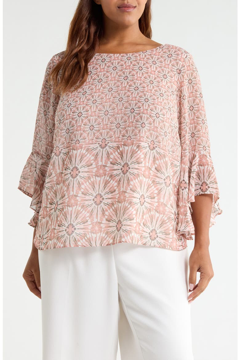 Print Ruffle Sleeve Top, Main, color, TEAROSE MULTI
