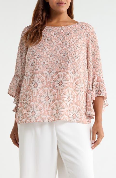 Print Ruffle Sleeve Top