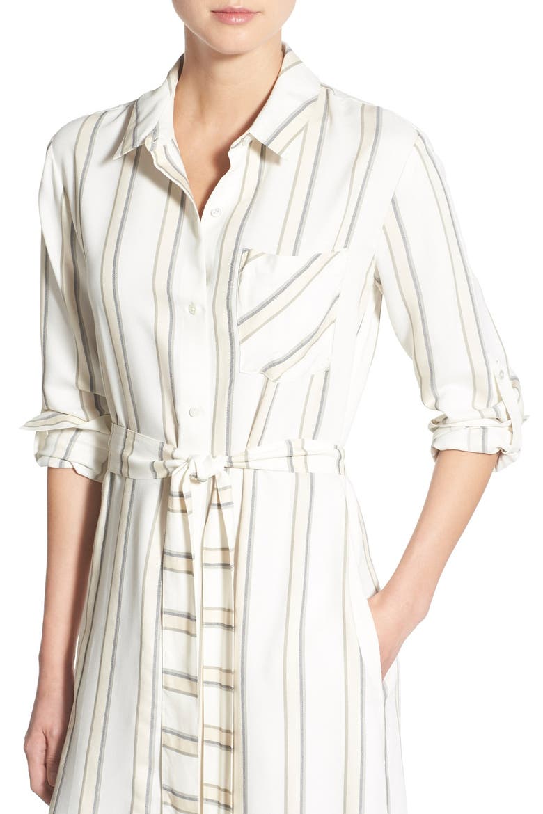 Stripe Midi Shirtdress, Alternate, color, IVORY MENSWEAR STRIPE
