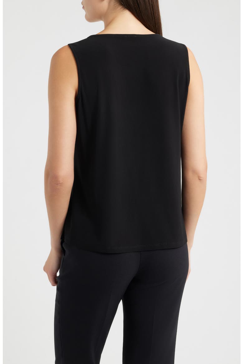 Pleated V-Neck Top, Alternate, color, ANNE BLACK