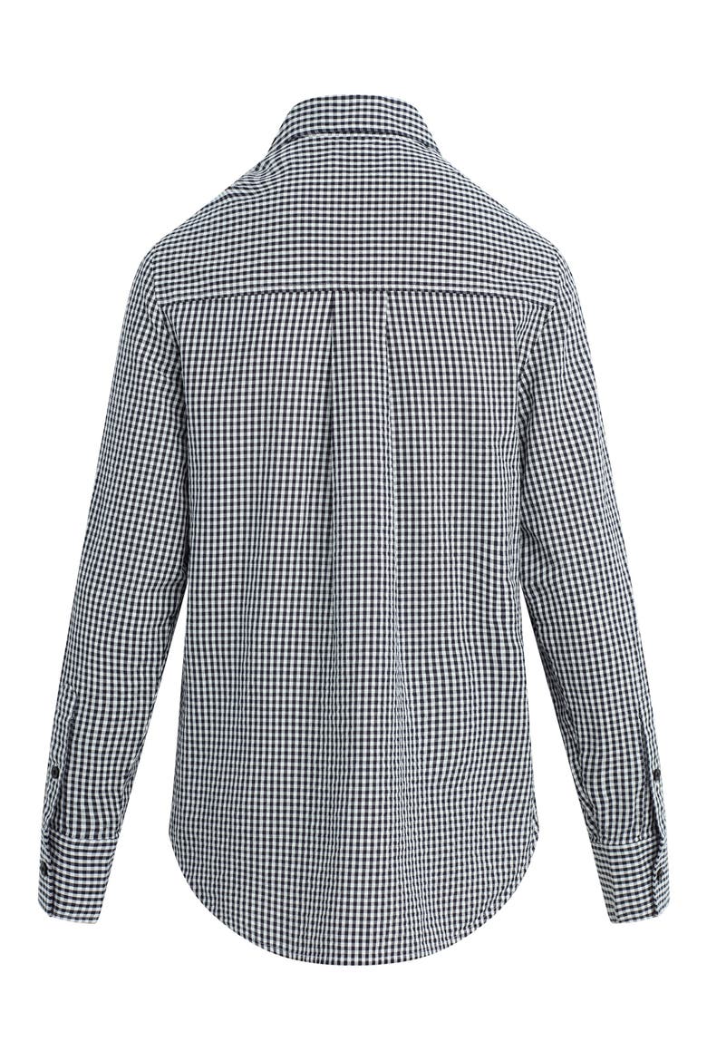 The Boyfriend Check Print Woven Shirt, Alternate, color, NAVY/ WHITE