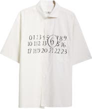ワンピース Mm6 Numeric Logo Print Poplin Shirt Dress MM6 Maison Margiela SHIRT DRESS WITH NUMERIC LOGO
