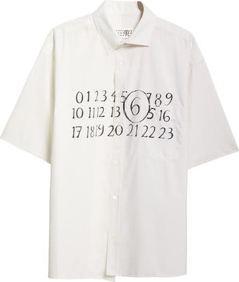 MM6 Maison Margiela Numeric Motif Asymmetric Cotton Poplin MM6 Maison Margiela Numeric Motif Asymmetric Cotton Poplin