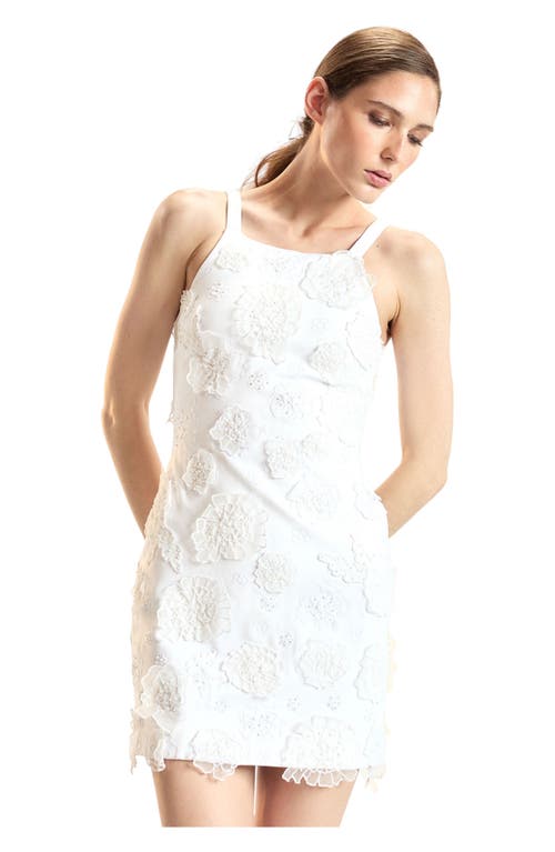 Cynthia Rowley Pop Floral Applique Mini Dress In White