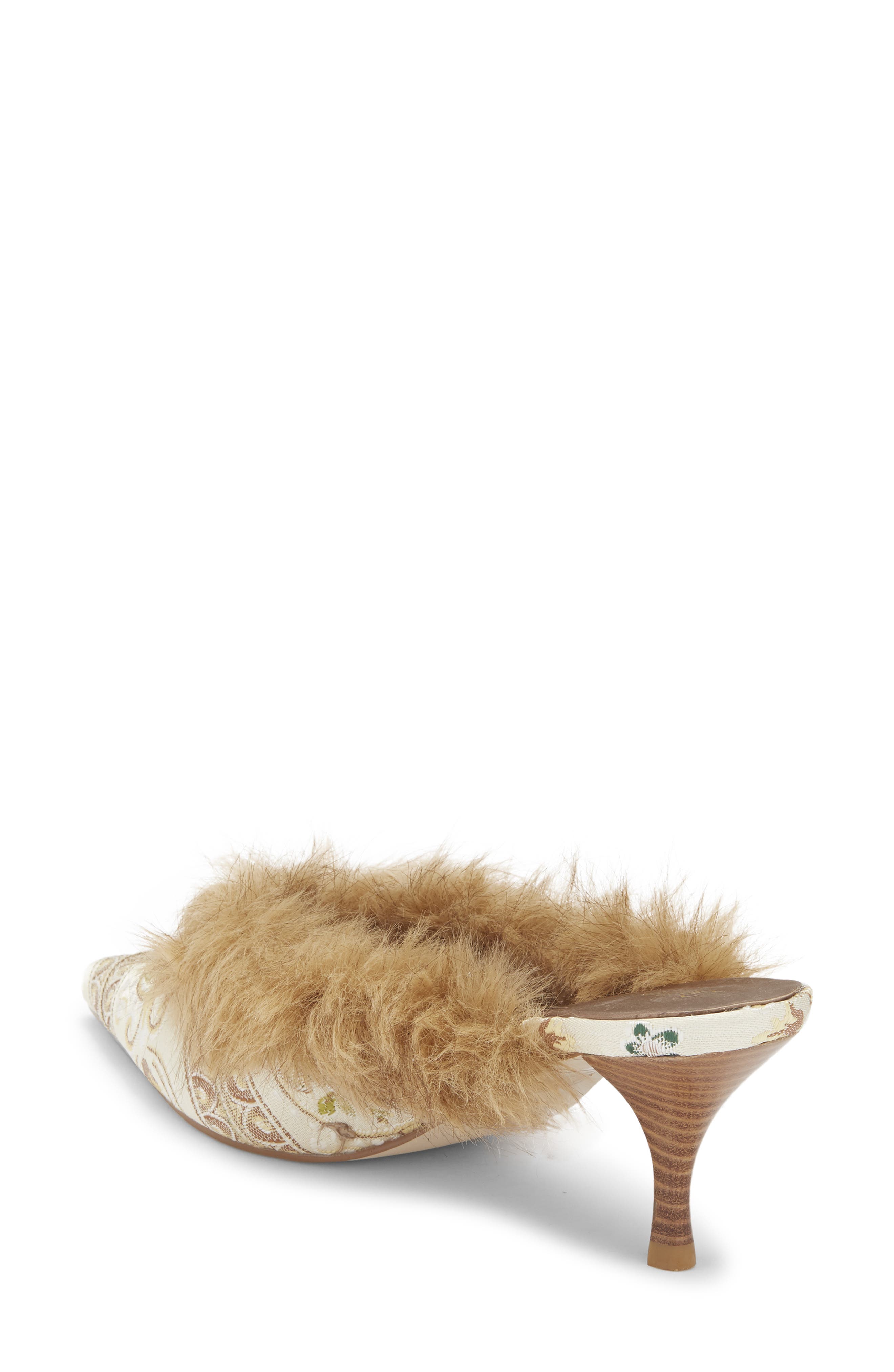 Jeffrey Campbell Rocaille Faux Fur Mule, Alternate, color, Beige Brown Combo