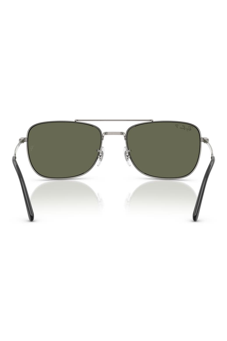 62mm Oversize Polarized Rectangular Sunglasses, Alternate, color, GUNMETAL