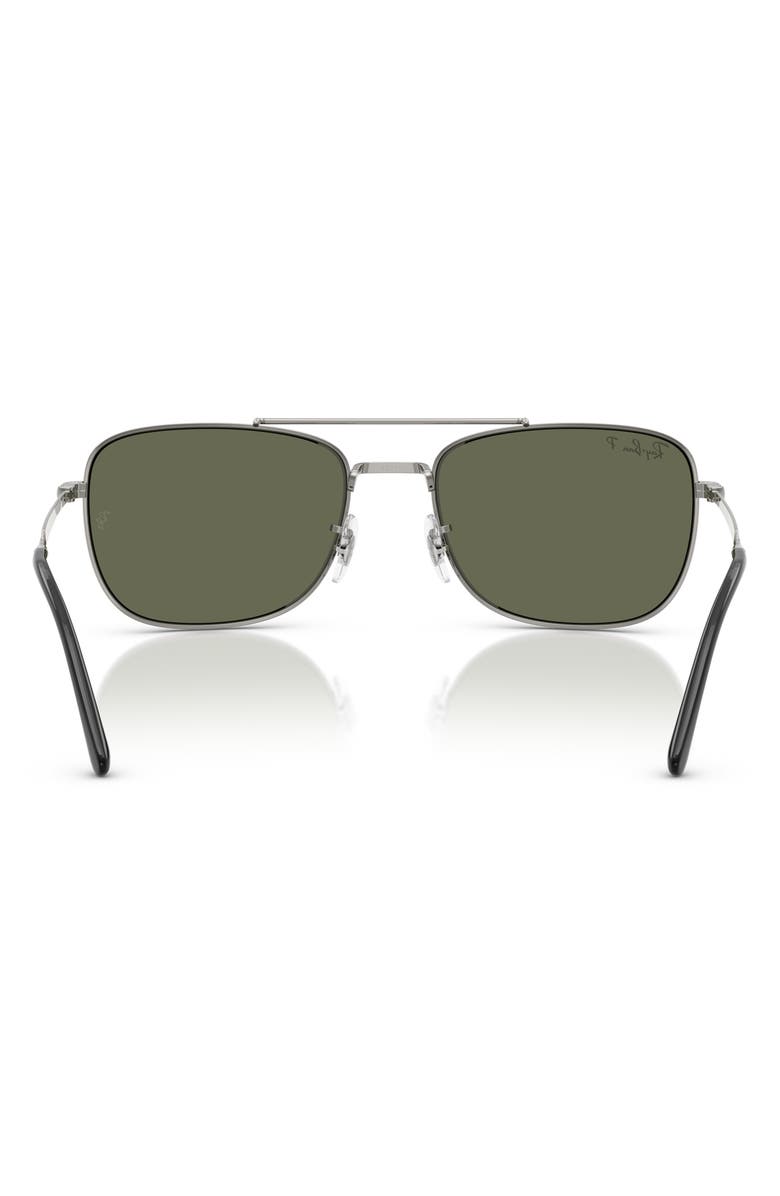 Ray-Ban 62mm Oversize Polarized Rectangular Sunglasses, Alternate, color, Gunmetal
