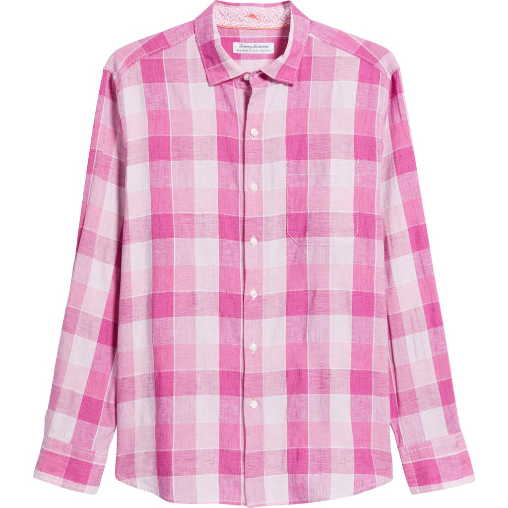Tommy Bahama Barbados Breeze Beach Day Check Stretch Linen Button-Up Shirt in Festival