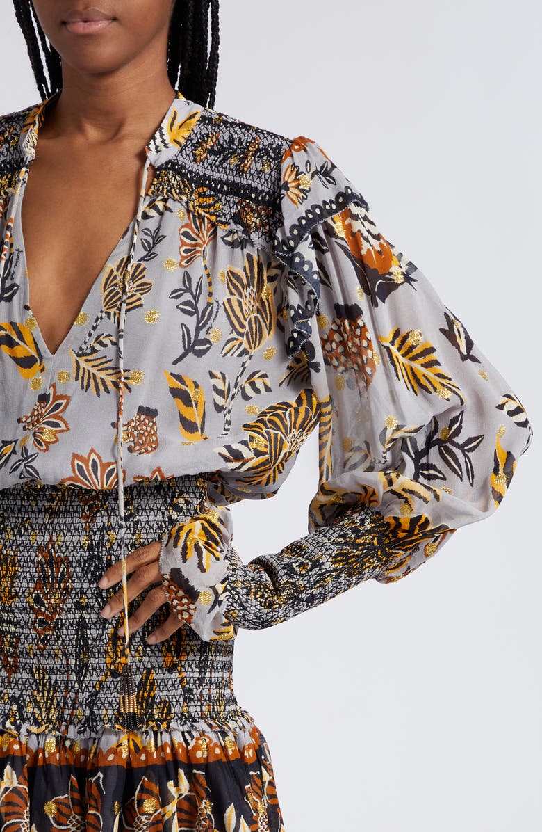 FARM Rio Floral Tapestry Long Sleeve Minidress, Alternate, color, 