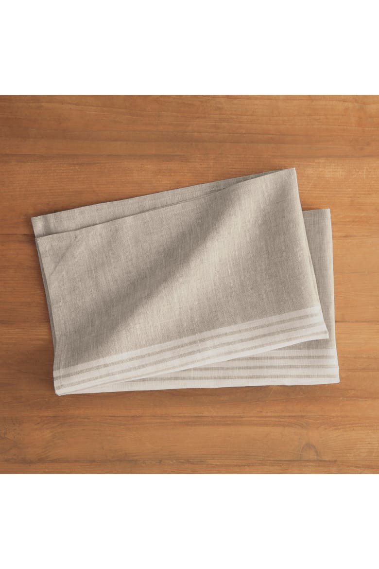 Linen Kitchen Towels Set of 2, 17 x 26" - Farmhouse, Alternate, color, White and Natural